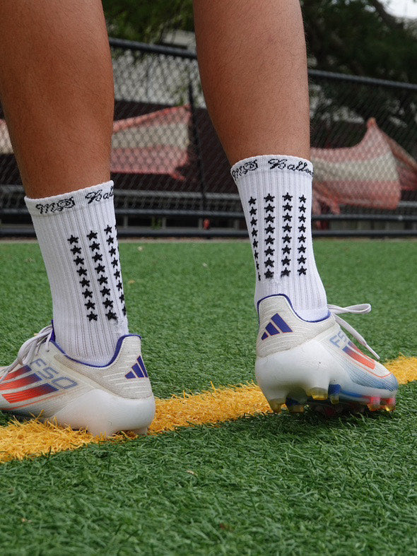 MD BALLERZ GRIP SOCKS WHITE